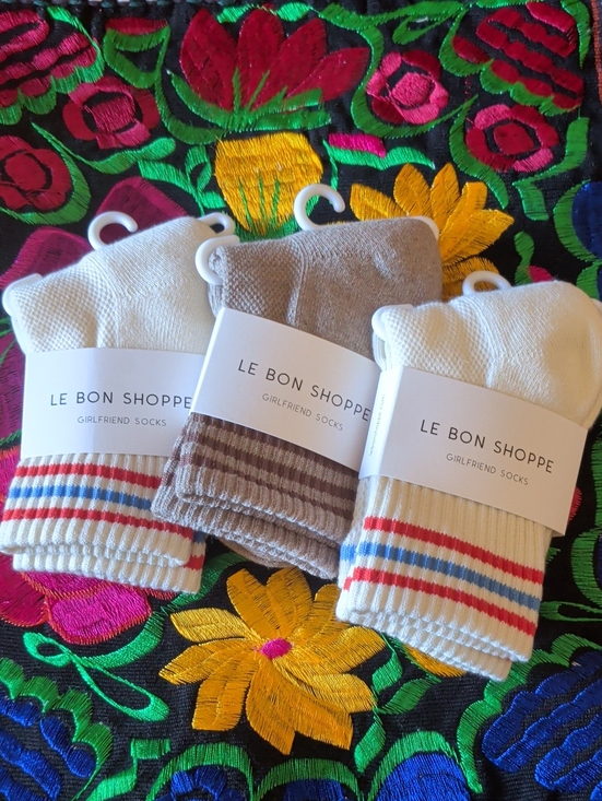 Le Bon Shoppe Accessories - Le Bon Shoppe Girlfriend Socks - Striped Neutral & Cream Packs